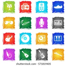 music vector web icons in grunge style for user interface design