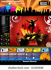 Ilustración de la plantilla del sitio web del vector de música