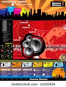 Ilustración de la plantilla del sitio web del vector de música