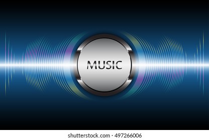 Music Vibration wave step with circle technology dark blue background