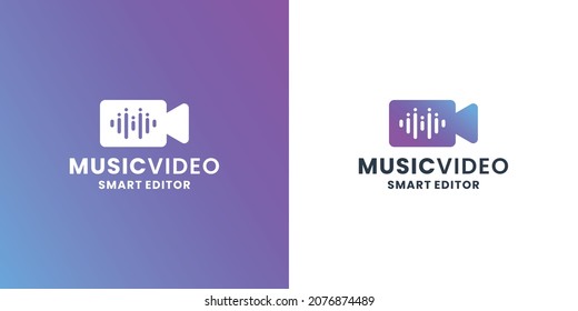 Music Video Logo Design. Music Wave Equalizer Combine With Camera For Editor And Film Director