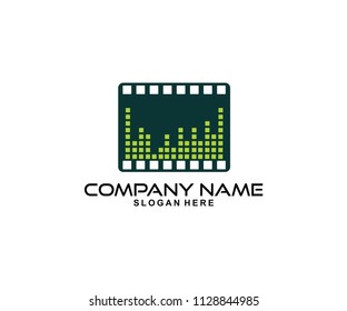 music and video media record vector icon logo design template
