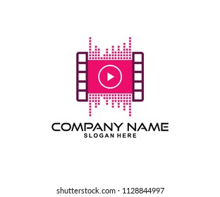 music and video media record vector icon logo design template