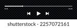 Music or video play bar icon. Audio player for songs or podcast playlist. Play or pause button. Dark theme. Vector illustration