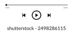 Music or video play bar icon on white background. Audio player for songs or podcast playlist. Loading bar with time slider, pause, rewind and fast forward buttons. Eps file 47.