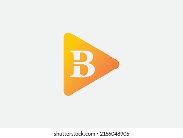 Music and video play button icon vector with letters and alphabets B