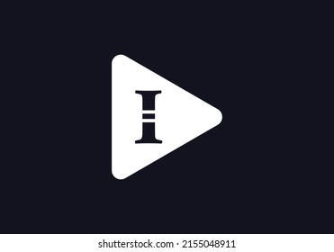 Icono de botón de reproducción de música y video vector con letras y alfabetos I