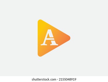 Music and video play button icon vector with letters and alphabets A