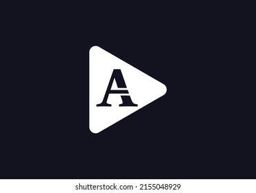 Vector de icono de botón de reproducción de música y vídeo con letras y alfabetos A