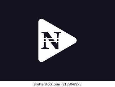 Music and video play button icon vector with letters and alphabets N