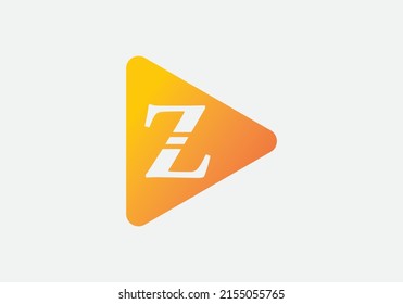 Music and video play button icon vector with letters and alphabets Z