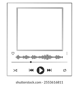 Music or video play interface bar icon, voice record display. Podcast playlist, play button. Song simple equalizer, record.