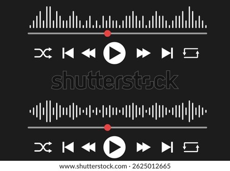 Music or video play interface icons. Online broadcasting. social media interface.  playback progress. Multimedia player template