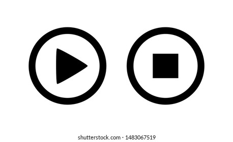 Music, video play stop button icon ,flat vector icon for apps and website, ui, design element.