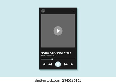 Music or video player mockup vector design interface. Frame podcast design template mockup