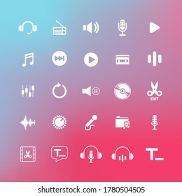 Music, video and sound icons. Solid icons.