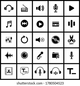 Music, video and sound icons. Solid icons.