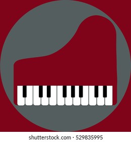 music vintage card with white grand piano and notes