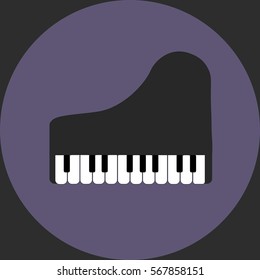 music vintage card with white grand piano and notes