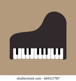 music vintage card with white grand piano and notes. Music instrument. Vector illustration