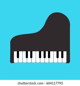 music vintage card with white grand piano and notes. Music instrument. Vector illustration