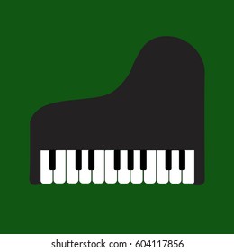 music vintage card with white grand piano and notes. Music instrument. Vector illustration