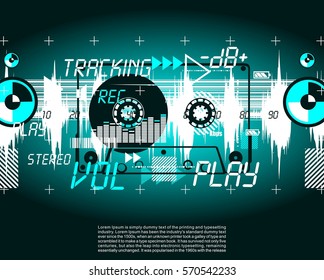 music vintage grange retro vector template poster banner  with cassette