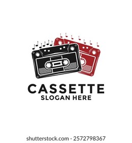 Music Vintage logo design. Cassette tape logo vector template