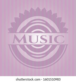 Music vintage pink emblem. Vector Illustration. Detailed.