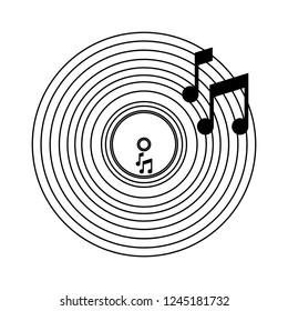 Music vinyl cartoon black and white