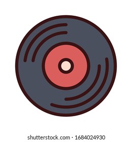 music vinyl disk record line and fill icon vector illustration