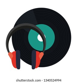 Music vinyl and headphones