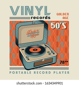 Music vinyl illustration, records typography, tee shirt graphics, vectors, hand drawn artwork