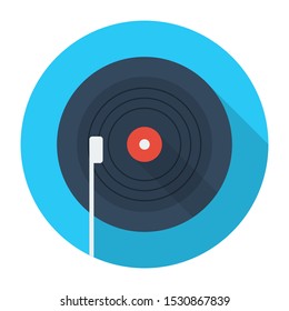 music vinyl record disc flat icon vector