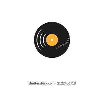 Music, vinyl, record icon. Vector illustration. Flat design.