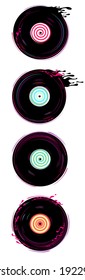 Music Vinyl records on a white background, music splash, hit