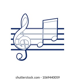 Music violin clef sign. G-clef and notes G, H. Vector. Flat style black icon on white.