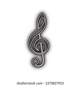 Music violin clef sign. G-clef. Treble clef. Vector. Double contour black icon with soft shadow at white background. Isolated.