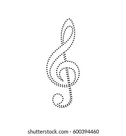 Music violin clef sign. G-clef. Treble clef. Vector. Black dotted icon on white background. Isolated.