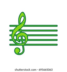 Music violin clef sign. G-clef. Vector. Lemon scribble icon on white background. Isolated