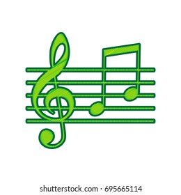 Music violin clef sign. G-clef and notes G, H. Vector. Lemon scribble icon on white background. Isolated