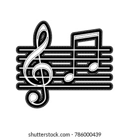Music violin clef sign. G-clef and notes G, H. Vector. Flat style black icon on white.