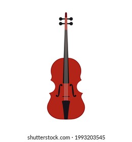 Music violin vector illustration instrument with string. Musical classical fiddle orchestra icon isolated white. Classic viola bow acoustic. Brown violin silhouette stringed wooden equipment image