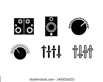 Music Volume Control, Sound System Panel And Equalizer Bar Panel Icon Isolated On White Background. Vector