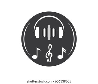 Music Volume With Headphone And Notes