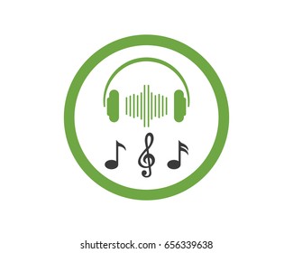 Music Volume With Headphone And Notes