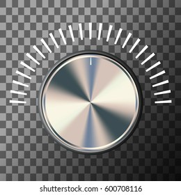 Music volume knob with white scale. Vector illustration.