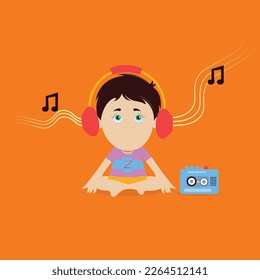 Wakman de la música lindo vector de niños