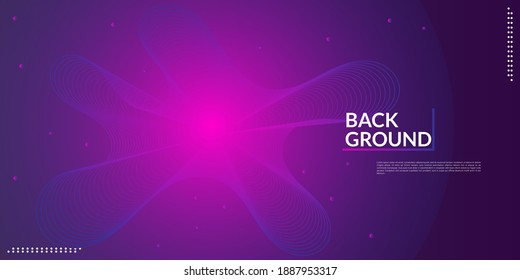 Music wave background design. An electronic music party in dark pink and blue gradations. Suitable for posters, flyers, banners, websites, advertising, etc. Vector illustration