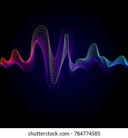 Music wave. Colored wavy line isolated. Vector